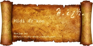 Hidi Ákos névjegykártya